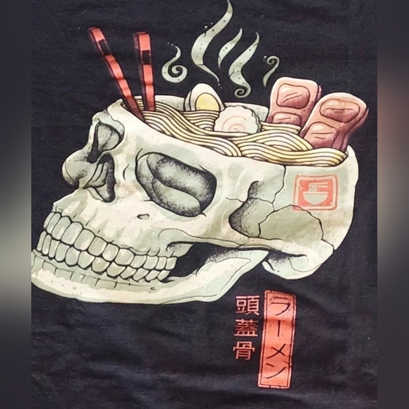 Threadless Ramen Brain Skull By Vincent Trinidad‎ Black T-shirt Unisex Small - Picture 2 of 2